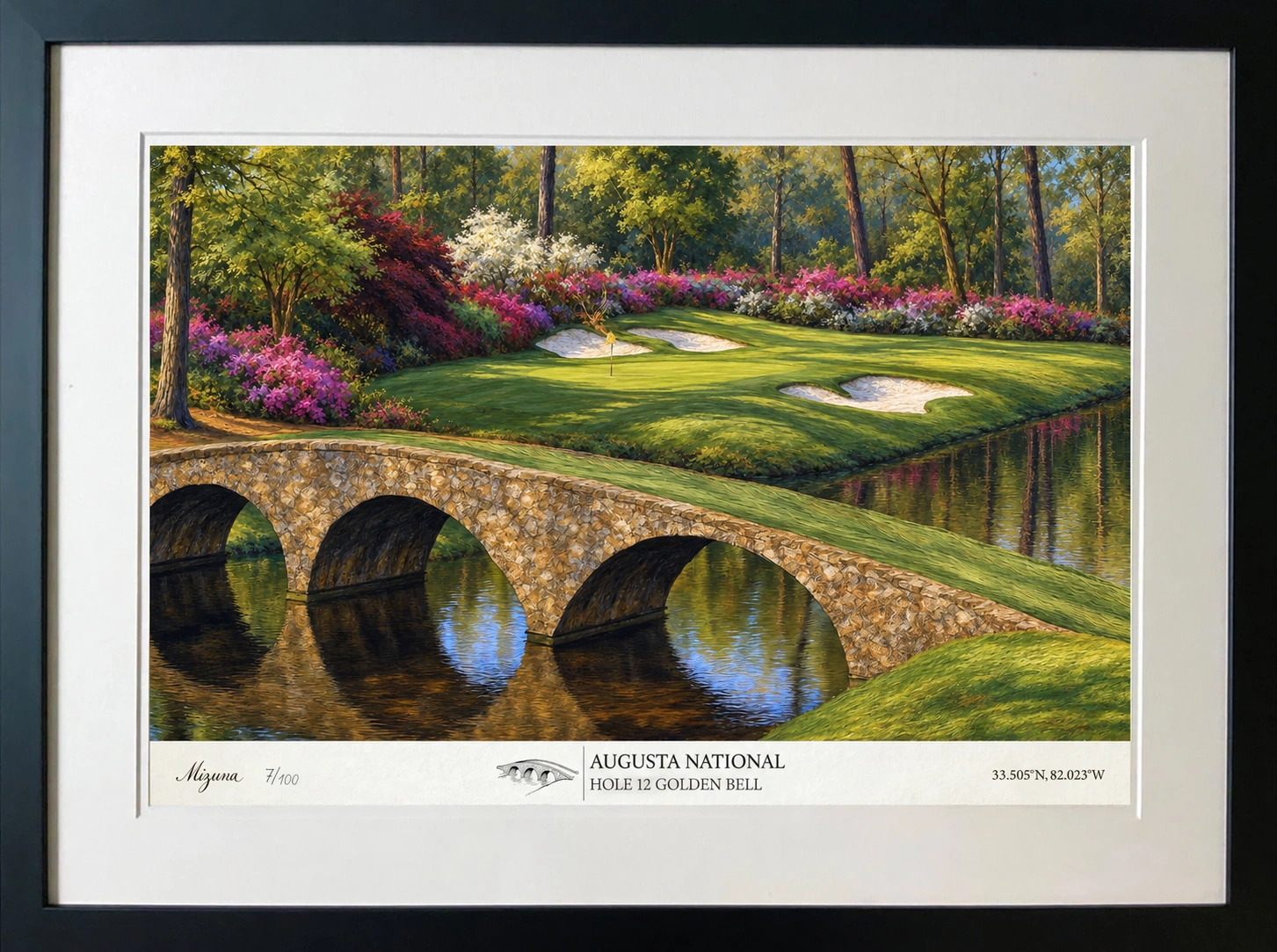 Golden Bell, Hole 12, Augusta signed framed artwork