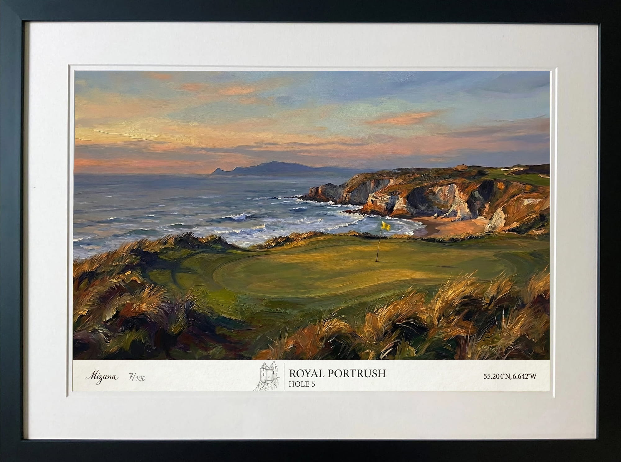 Royal Portrush, White Rocks, Hole 5, golf artwork